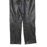 DAINESE Mens Leather Black Regular Fit Straight Leg Trousers W32 L30 Stylish