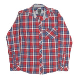 ARMANI EXCHANGE Mens Red Blue White Check Shirt L Casual Cotton Long Sleeve