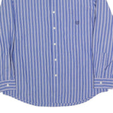 CHAPS Mens Blue & White Stripe Button-Down Shirt L Classic Fit Collar Long