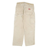 DICKIES Mens Jeans Beige Regular Straight Denim W30 L27 Workwear Utility Zip