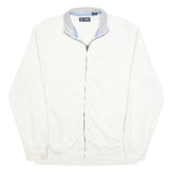 CHAPS Mens White Slim Jacket M Cotton Blend Zip Plain Casual Lightweight