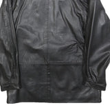 Womens Black Leather Button Jacket M Leather Plain Classic Smart Outerwear