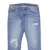 LEVI'S 501CT Mens Jeans Blue Slim Straight Denim Medium W34 L27 Distressed