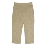 LL BEAN Mens Regular Fit Beige Corduroy Trousers W36 L32 Casual Zip Closure