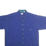 BUGLE BOY Mens Blue Cotton Shirt XL Classic Button-Down Short Sleeve Casual