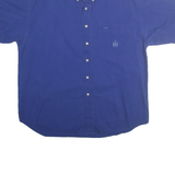 BUGLE BOY Mens Blue Cotton Shirt XL Classic Button-Down Short Sleeve Casual