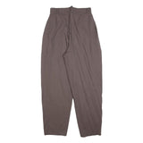 Womens Relaxed Fit Brown Polyester Blend Trousers W25 L27 Pleated Zip Pocket