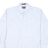 NAUTICA Mens Blue & White Striped Shirt L Button Down Long Sleeve Cotton