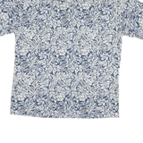 CAMPIA Mens Blue & White Floral Pattern Cotton Blend Shirt L Casual Summer Style
