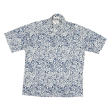 CAMPIA Mens Blue & White Floral Pattern Cotton Blend Shirt L Casual Summer Style