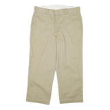 DICKIES Mens Cotton Blend Beige Regular Fit Straight Leg Trousers W34 L25