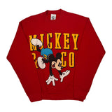 Mickey Mouse Disney Cartoon Sweatshirt - Large Red Cotton
