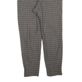 GARDEUR Womens Wool Woven Grey Check Regular Fit Straight Trousers W32 L30 Zip