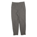 GARDEUR Womens Wool Woven Grey Check Regular Fit Straight Trousers W32 L30 Zip