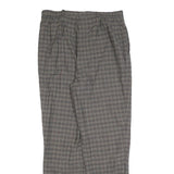 GARDEUR Womens Wool Woven Grey Check Regular Fit Straight Trousers W32 L30 Zip