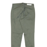 CALVIN KLEIN JEANS Womens Slim Green Trousers W25 L25 Stylish Zip Closure Cotton