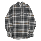 JACHS Mens Grey & Brown Cotton Check Shirt M Long Sleeve Button-Up Casual