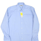 AMSA Mens Blue Plain Long Sleeve Shirt L Cotton Blend Formal Workwear