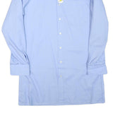 AMSA Mens Blue Plain Long Sleeve Shirt L Cotton Blend Formal Workwear