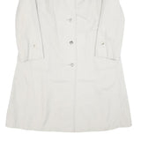 STOFFELS Womens White Button Cotton Blend Jacket M Classic Plain Button Closure