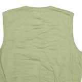 TOMMY HILFIGER Mens Green Cable Knit Cotton Sleeveless V-Neck Jumper L Sweater
