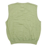 TOMMY HILFIGER Mens Green Cable Knit Cotton Sleeveless V-Neck Jumper L Sweater