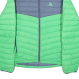 SALOMON Mens Blue & Green Puffer Jacket M Nylon Zip Outdoor Winter