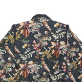 LAVON Womens Black Floral Silk Zip Jacket M Lightweight Elegant Satin Print