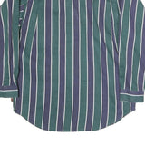 BUGLE BOY Mens Green & Blue Stripe Button-Down Cotton Shirt L Classic Fit Long