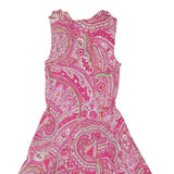 LAUREN RALPH LAUREN Womens Pink Paisley Fit & Flare Cotton Blend Dress S V-Neck