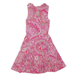 LAUREN RALPH LAUREN Womens Pink Paisley Fit & Flare Cotton Blend Dress S V-Neck