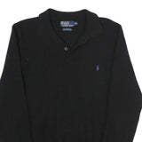 POLO RALPH LAUREN Mens Black Wool Polo Patterned Jumper Crew Neck Basic Knit 2XL
