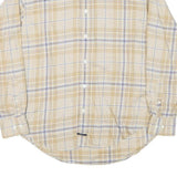 NAUTICA Mens Beige & Blue Check Shirt M Cotton Blend Button-Down Long Sleeve
