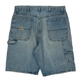 Wrangler Double Knee Denim Shorts - 34W 10L Light Wash Denim