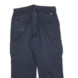 DICKIES Mens Cotton Blend Navy Relaxed Cargo Trousers W38 L30 Workwear Zip