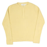 TOMMY HILFIGER Womens Yellow Plain Cotton Blend Jumper Round Neck Tight Knit XL