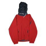 NAUTICA Mens Red & Navy Hooded Zip Jacket L Polyester Blend Outdoor Plain
