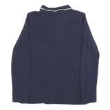 BEN SHERMAN Mens Navy Blue Long Sleeve Plain Polo Shirt S Cotton Blend