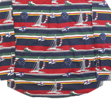 KEELER BAY Mens Blue Red & Green Sailing Boat Print Shirt L Cotton Nautical