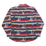 KEELER BAY Mens Blue Red & Green Sailing Boat Print Shirt L Cotton Nautical