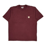 Loose Fit Carhartt T-Shirt - Large Burgundy Cotton