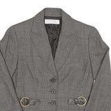 Womens Grey Cotton Blend Plain Tailored Jacket S Button Closure Classic Fit