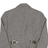 Womens Grey Cotton Blend Plain Tailored Jacket S Button Closure Classic Fit