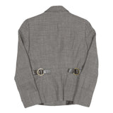 Womens Grey Cotton Blend Plain Tailored Jacket S Button Closure Classic Fit