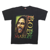 HOT ICE Mens Black Bob Marley Graphic T-Shirt S Short Sleeve Crew Neck Cotton