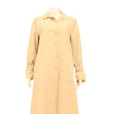 Womens Beige Button Front Long Sleeve Regular Fit Polyester Blend Jacket M Plain