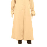 Womens Beige Button Front Long Sleeve Regular Fit Polyester Blend Jacket M Plain