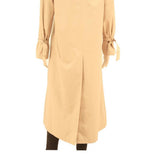 Womens Beige Button Front Long Sleeve Regular Fit Polyester Blend Jacket M Plain