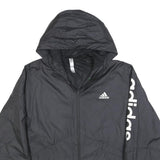 ADIDAS Womens Black Polyester Blend Track Jacket S Hooded Zip Logo Print