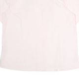 Womens Pink Embroidered Cotton Blend Shirt Short Sleeve Collared Size L Casual